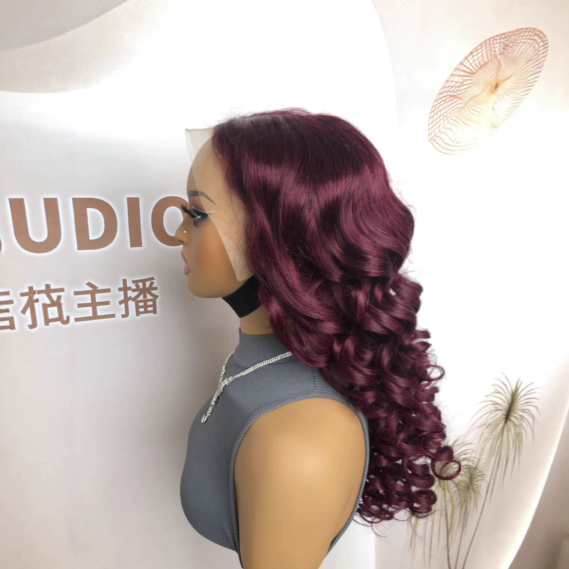 26" 99J 13x4 200% Density Bouncy Curly Curl Remy Human Hair Lace Front Wig Natural Black Highlight Color WIGLTD