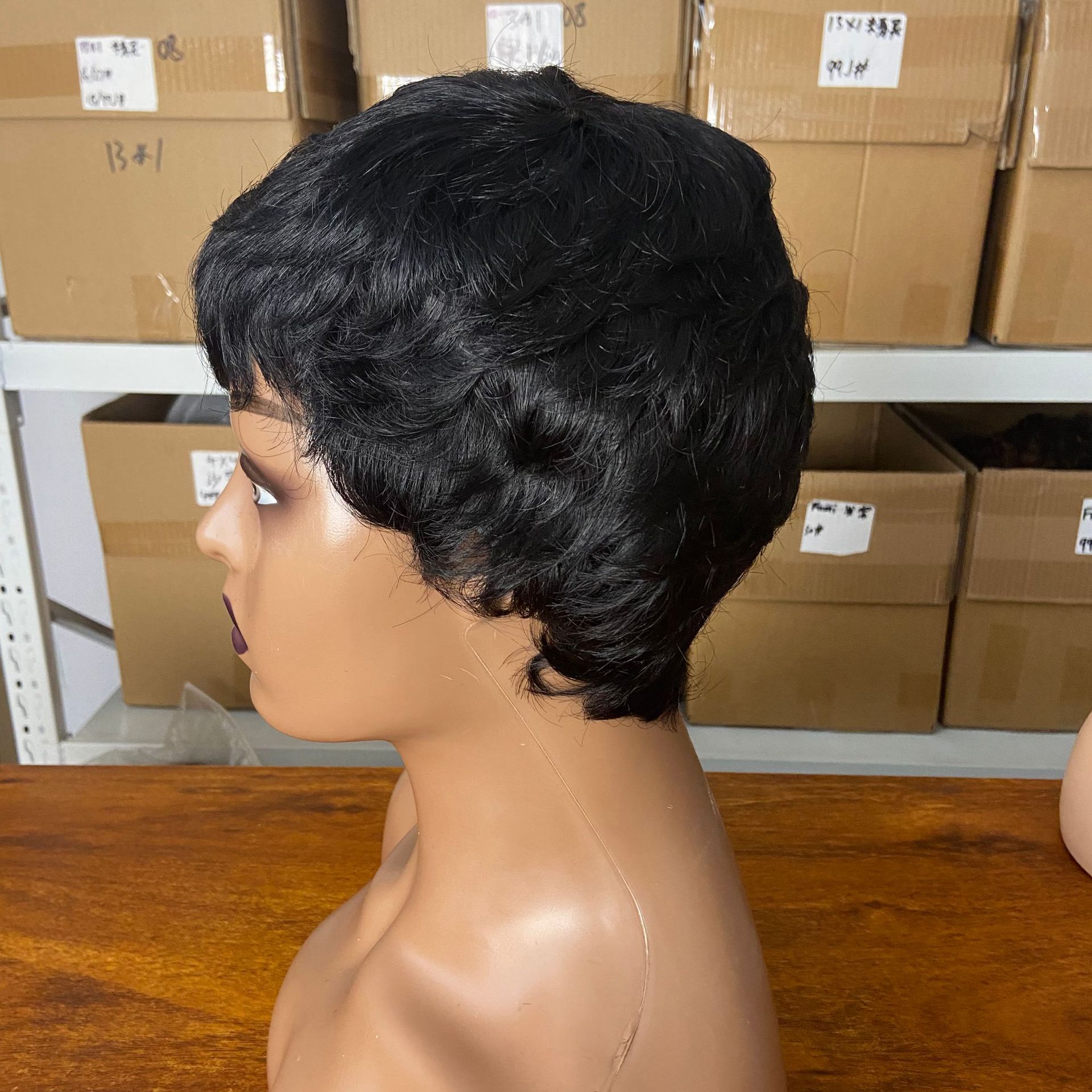 Remy Human Hair Short PIXIE Wig Full Machine Made Natural Black 99J Burgundy Orange Brown Chocolate WIGLTD