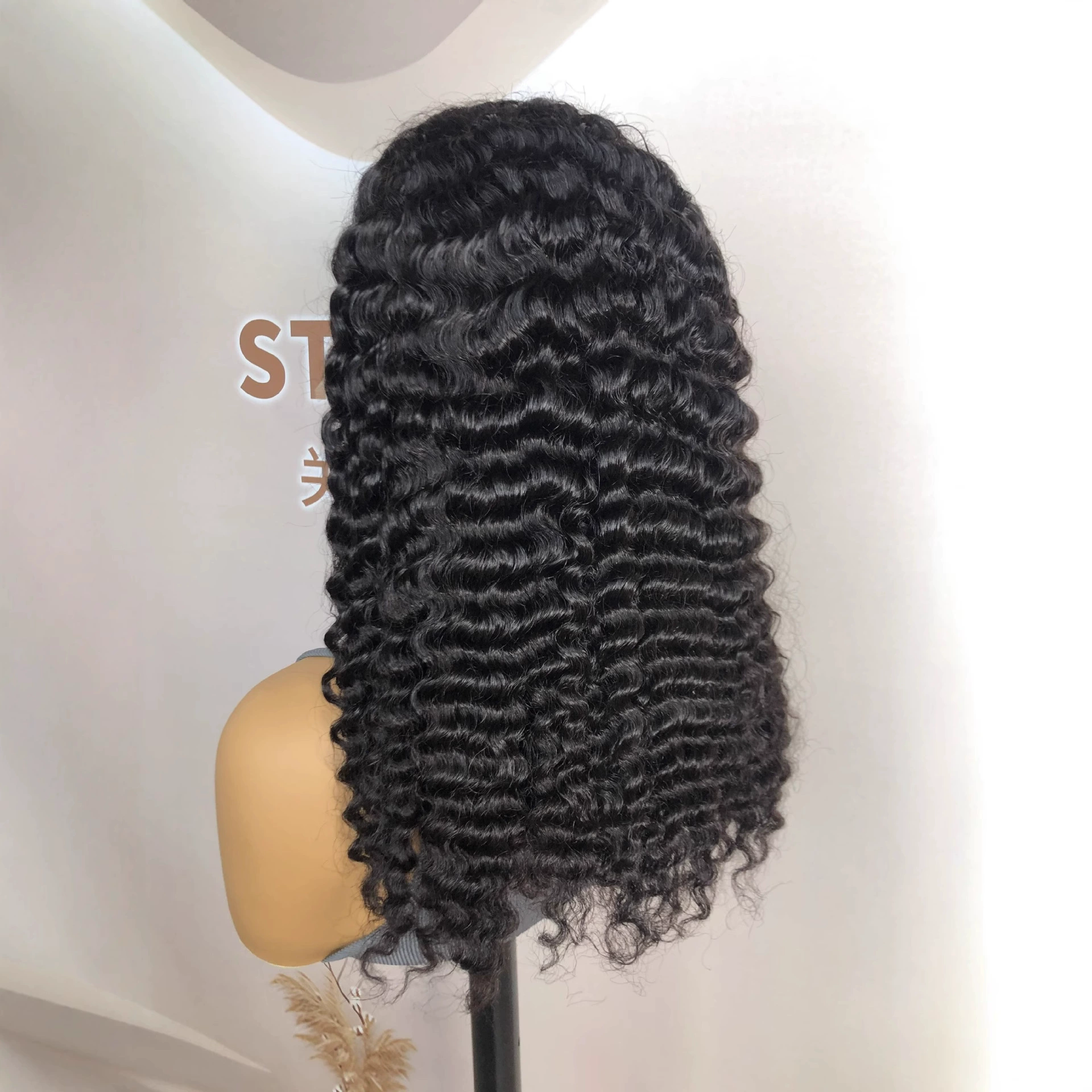 10A 13x4 200% Density Burmese Curly Remy Human Hair Lace Front Wig Natural Black Color WIGLTD