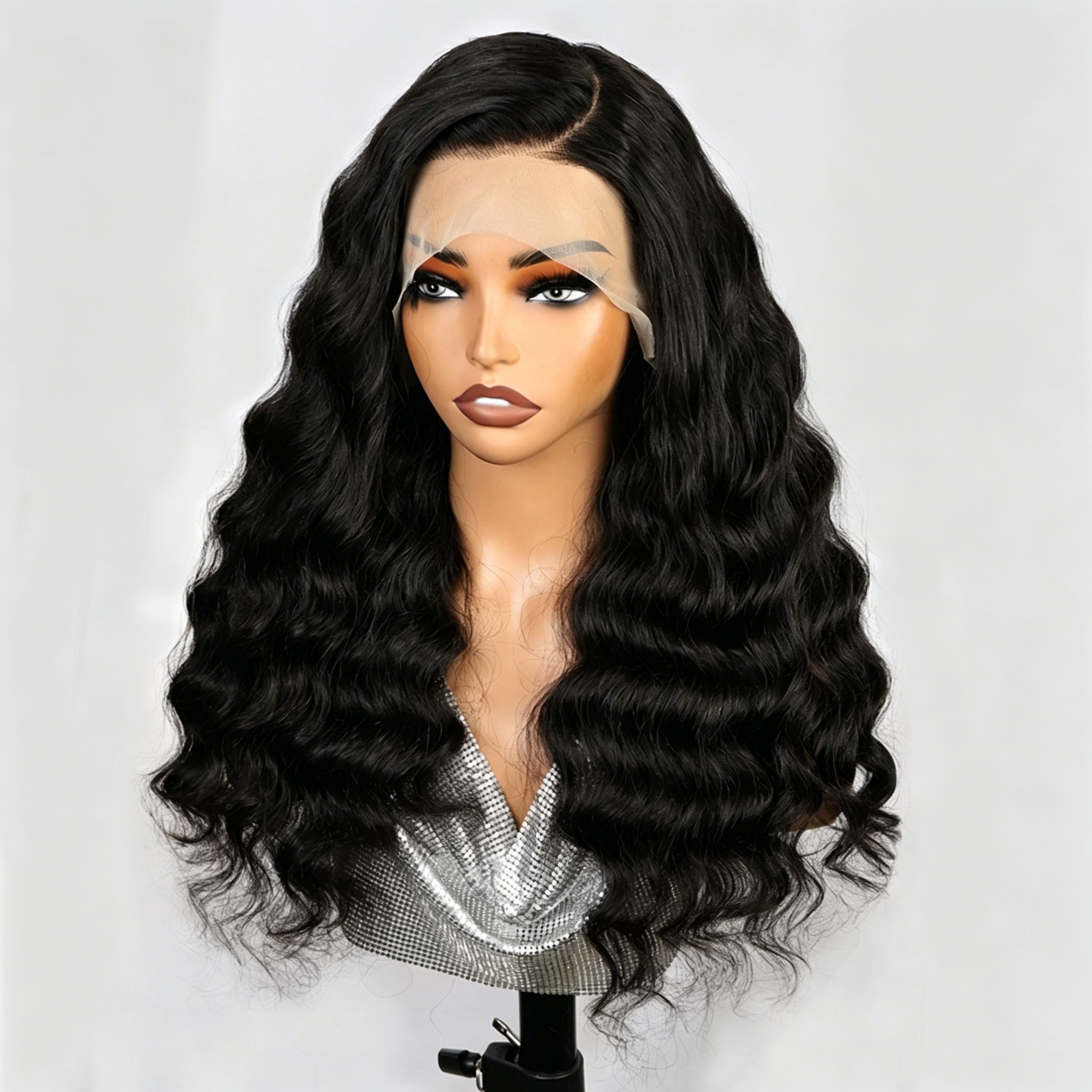 15A 200% SDD Super Double Drawn Remy Human Hair 13x4 Lace Front Wig for Women Natural Black Loose Deep WIGLTD