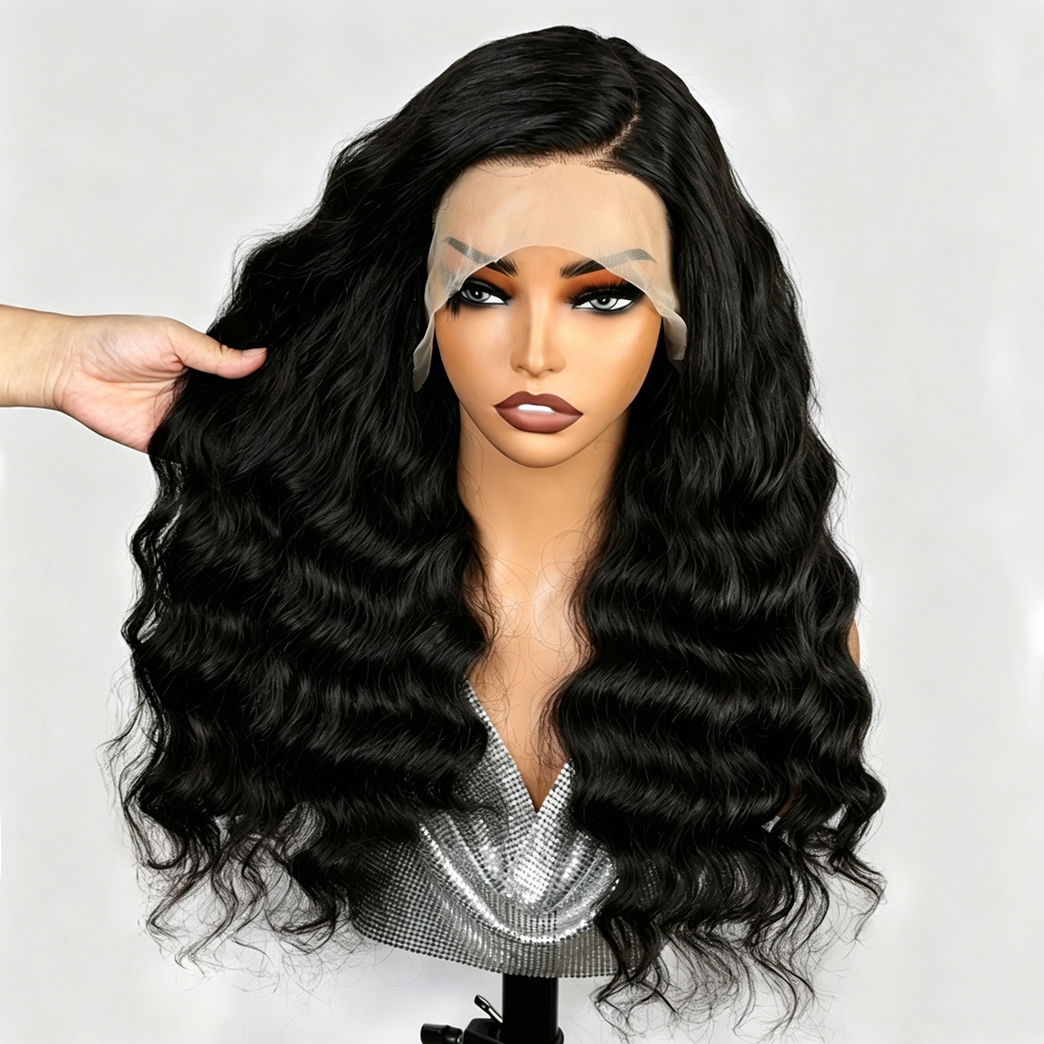 15A 200% SDD Super Double Drawn Remy Human Hair 13x4 Lace Front Wig for Women Natural Black Loose Deep WIGLTD