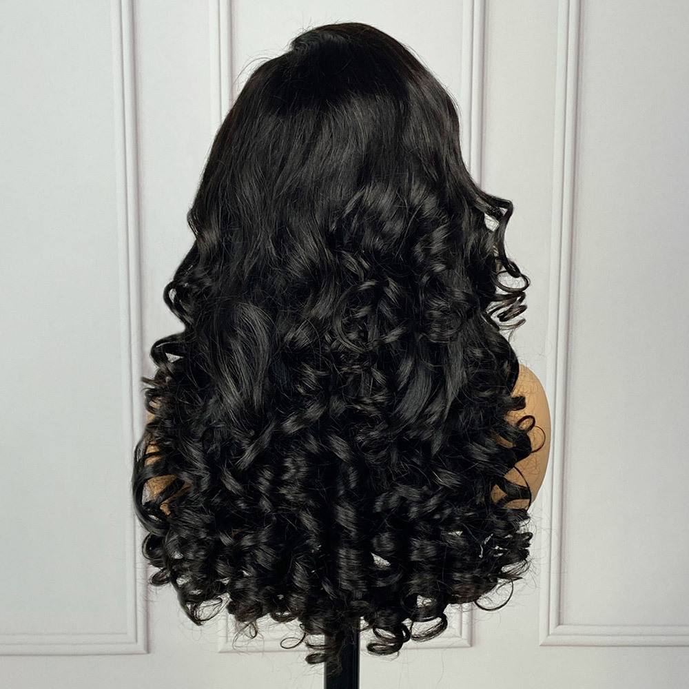15A 200% SDD Super Double Drawn Remy Human Hair 13x4 Lace Front Wig for Women Natural Black Spring Curl Curly WIGLTD LG