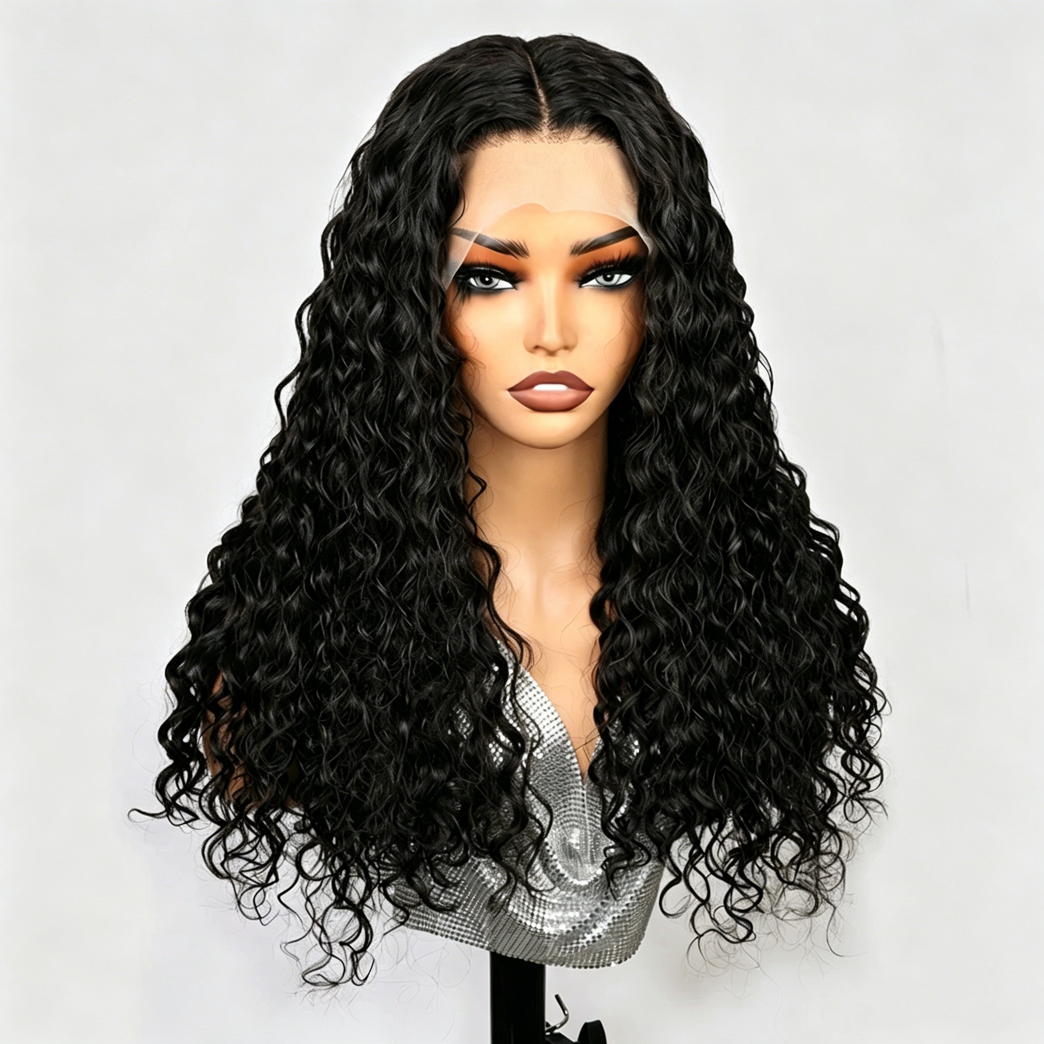 15A 200% SDD Super Double Drawn Remy Human Hair 13x4 Lace Front Wig for Women Natural Black Water Wave WIGLTD LG