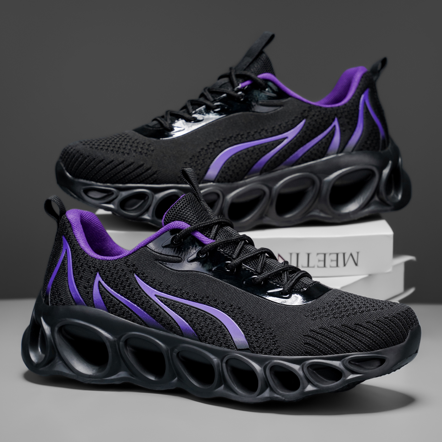 Softsfeel® Men's Relieve Foot Pain Perfect Walking Shoes - Black Purple