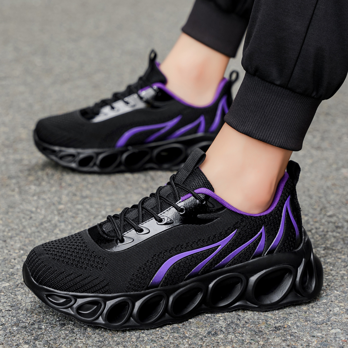 Softsfeel® Men's Relieve Foot Pain Perfect Walking Shoes - Black Purple