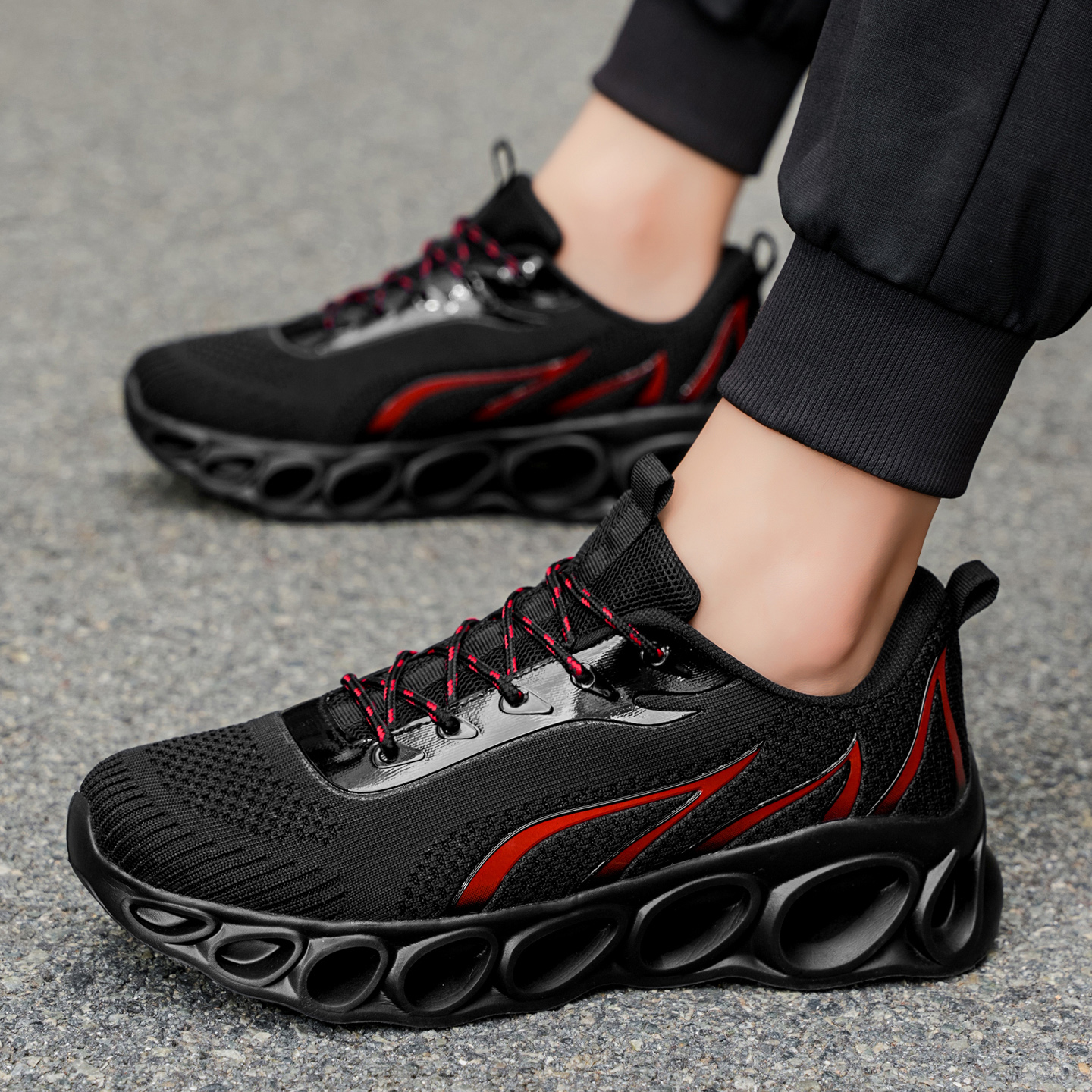 Softsfeel® Women's Relieve Foot Pain Perfect Walking Shoes - Black Red