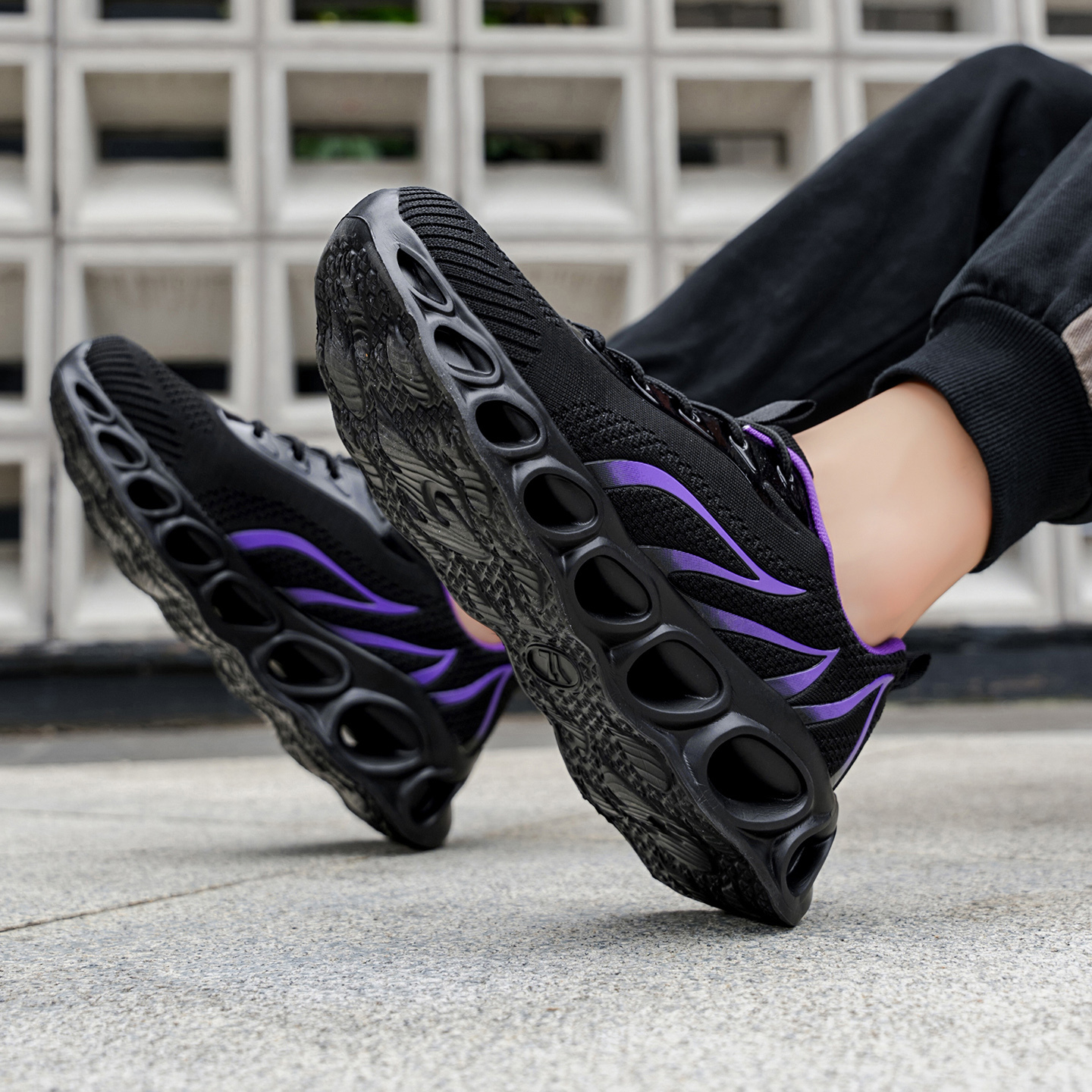 Softsfeel® Men's Relieve Foot Pain Perfect Walking Shoes - Black Purple