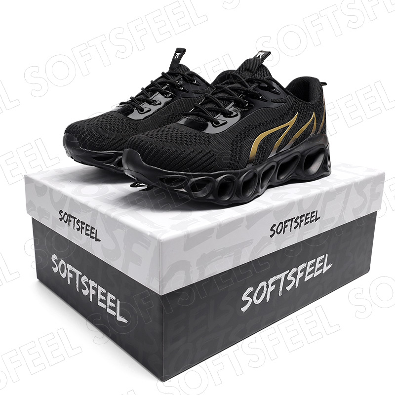 Softsfeel Women's Relieve Foot Pain Perfect Walking Shoes - Black Gold-SOFTSFEEL