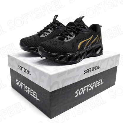 Softsfeel Women's Relieve Foot Pain Perfect Walking Shoes - Black Gold-SOFTSFEEL