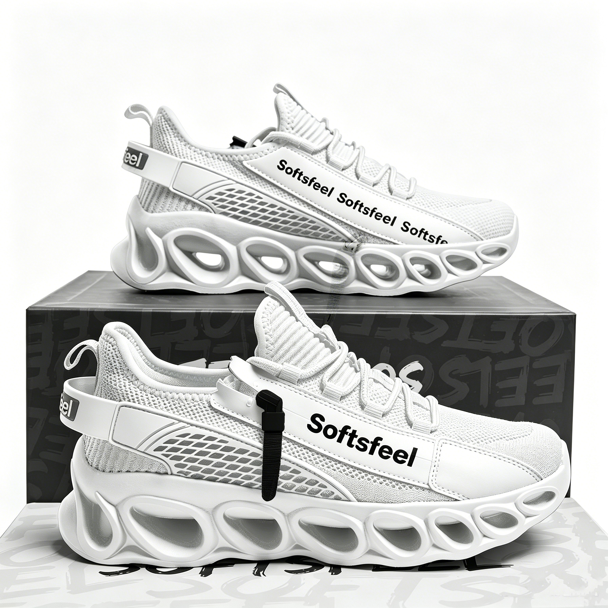 Softsfeel® Men's Side-Zip ComfortFit Walking Shoes - White
