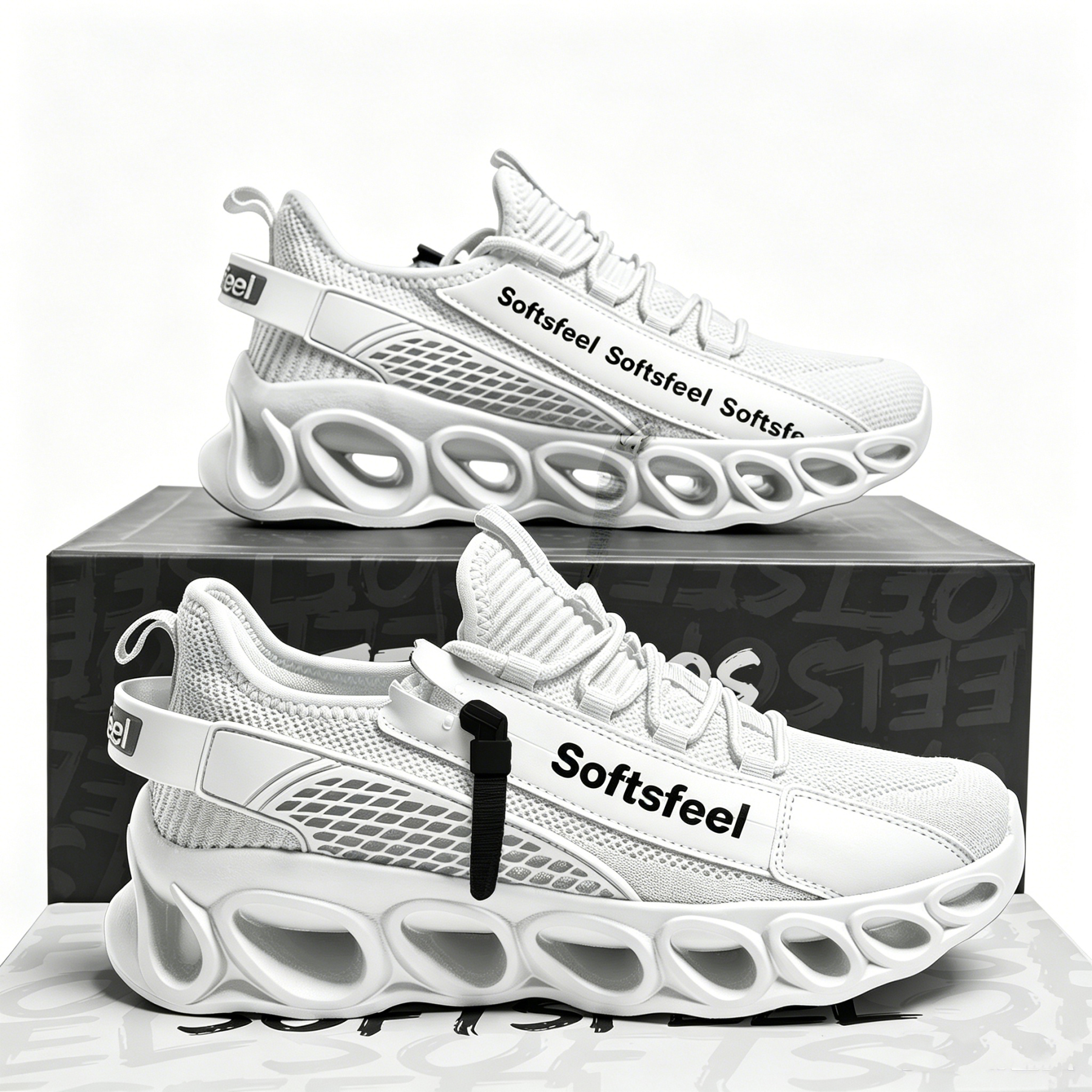 Softsfeel® Men's Side-Zip ComfortFit Walking Shoes - White