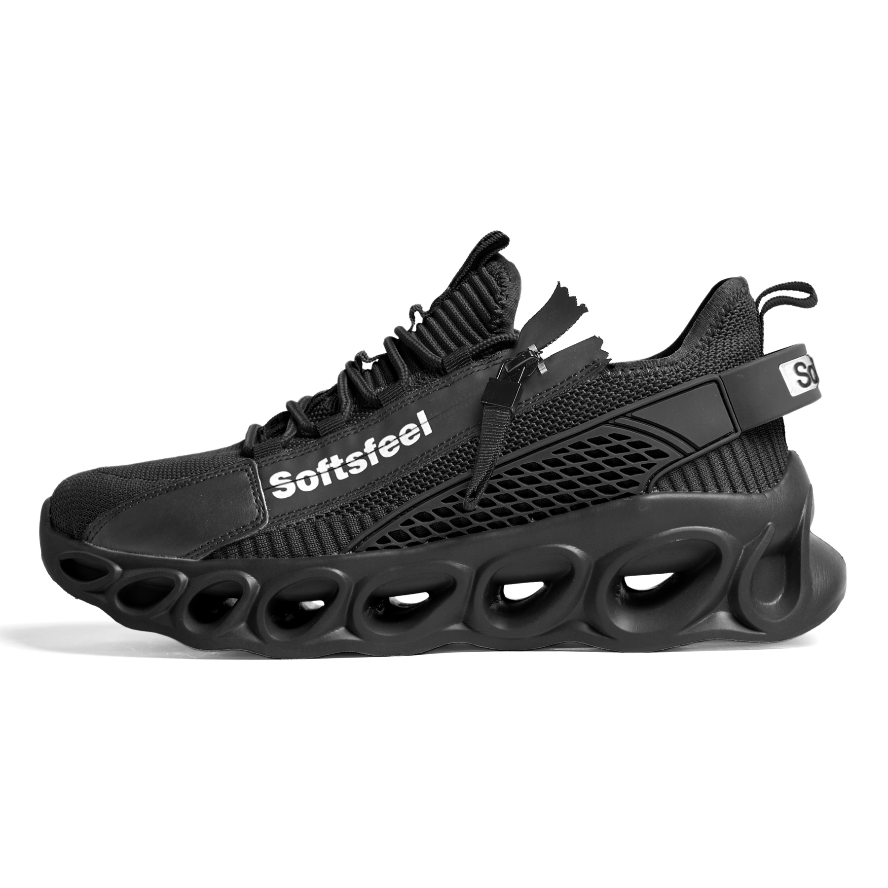 Softsfeel Women's Side-Zip ComfortFit Walking Shoes - Black