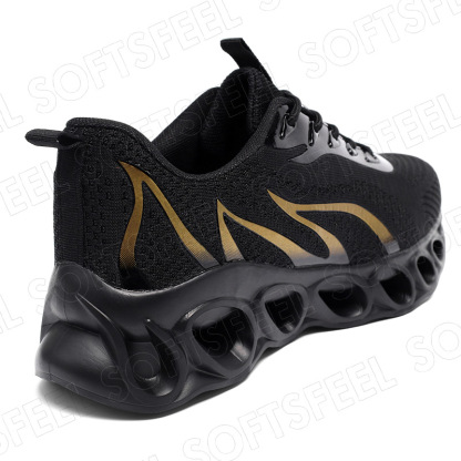 Softsfeel Men's Relieve Foot Pain Perfect Walking Shoes - Black Gold-SOFTSFEEL