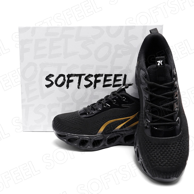 Softsfeel Women's Relieve Foot Pain Perfect Walking Shoes - Black Gold-SOFTSFEEL