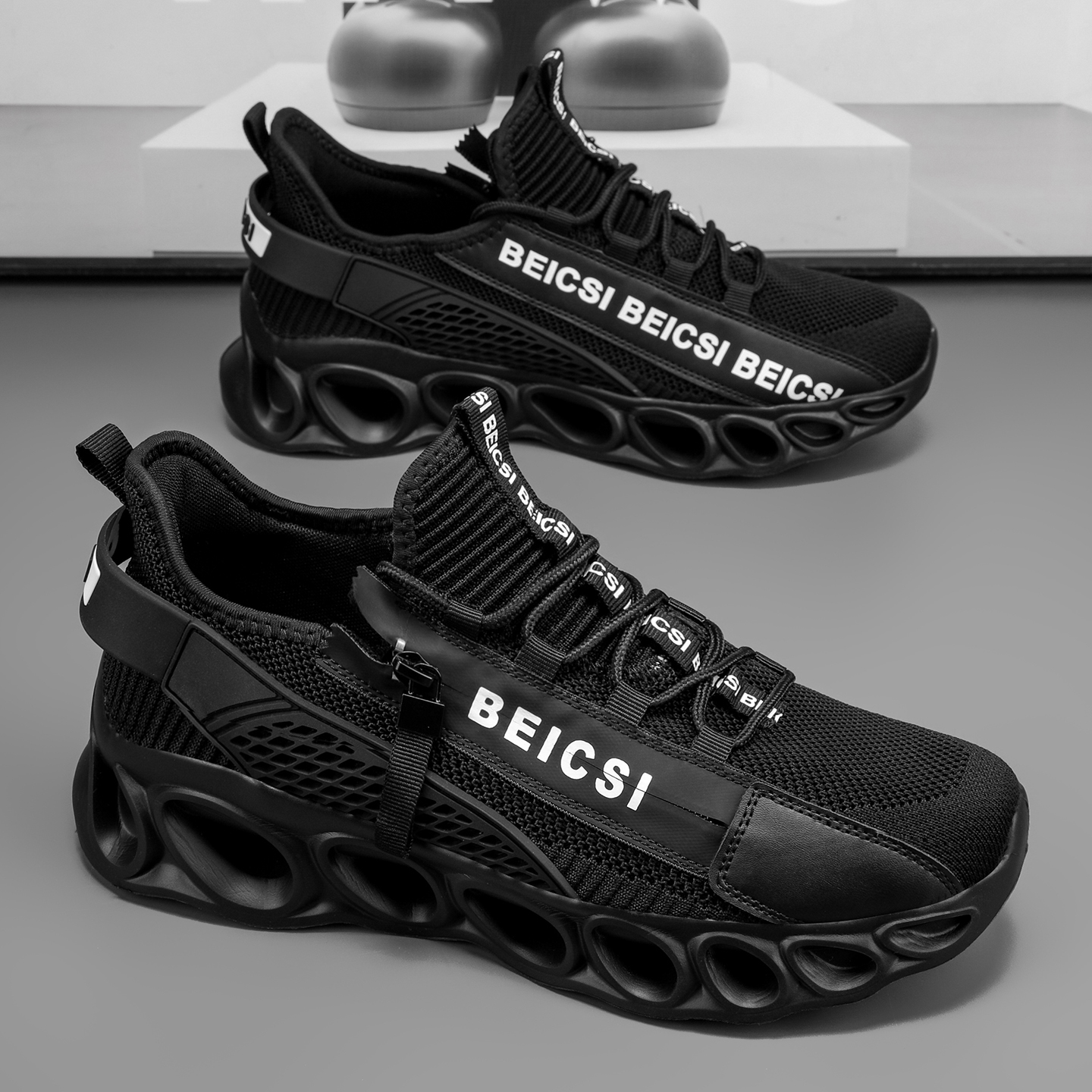 Softsfeel® Men's Side-Zip ComfortFit Walking Shoes - Black