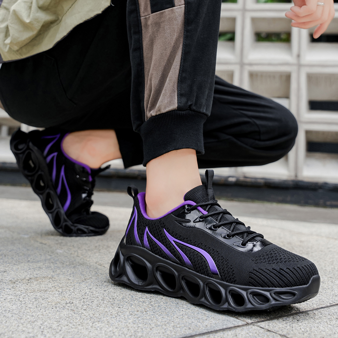 Softsfeel® Men's Relieve Foot Pain Perfect Walking Shoes - Black Purple