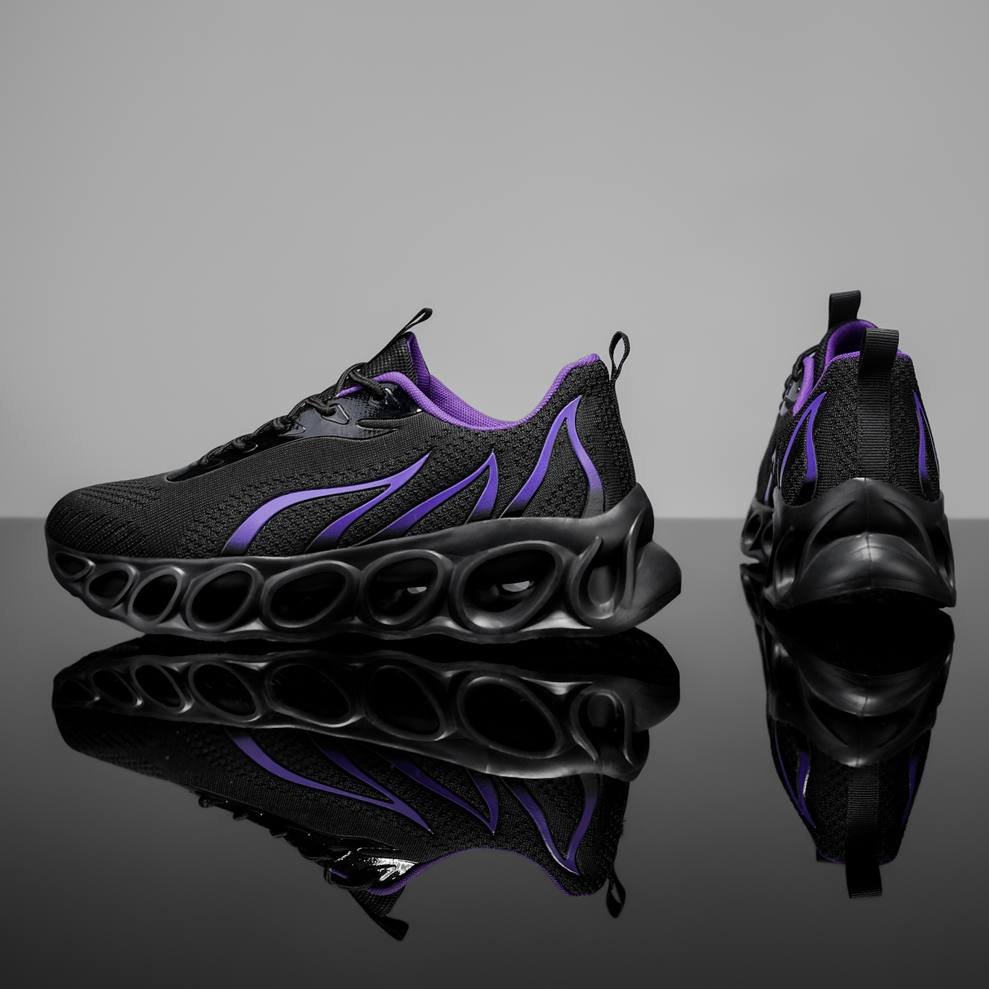 Softsfeel® Men's Relieve Foot Pain Perfect Walking Shoes - Black Purple