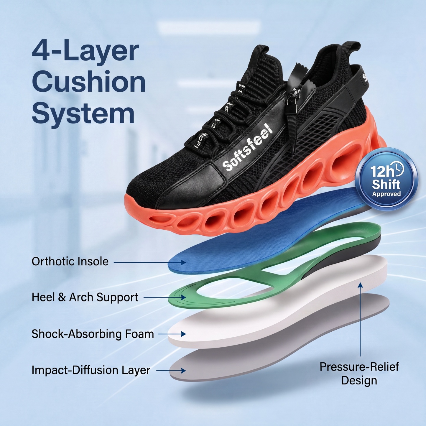 Men's Cloud Wanderer V7 - Black Orange