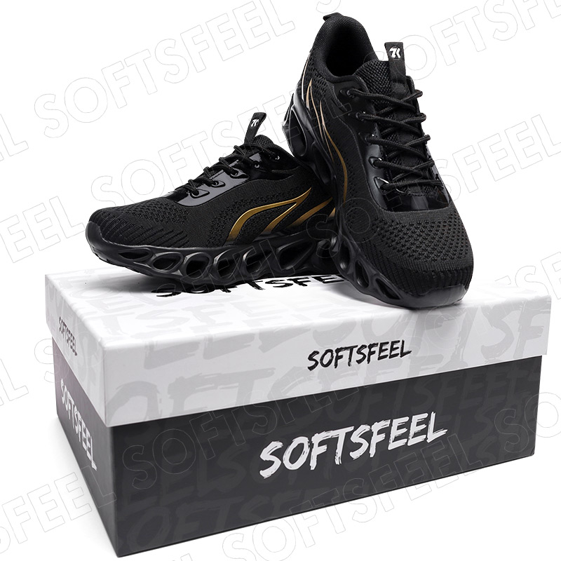 Softsfeel Women's Relieve Foot Pain Perfect Walking Shoes - Black Gold-SOFTSFEEL