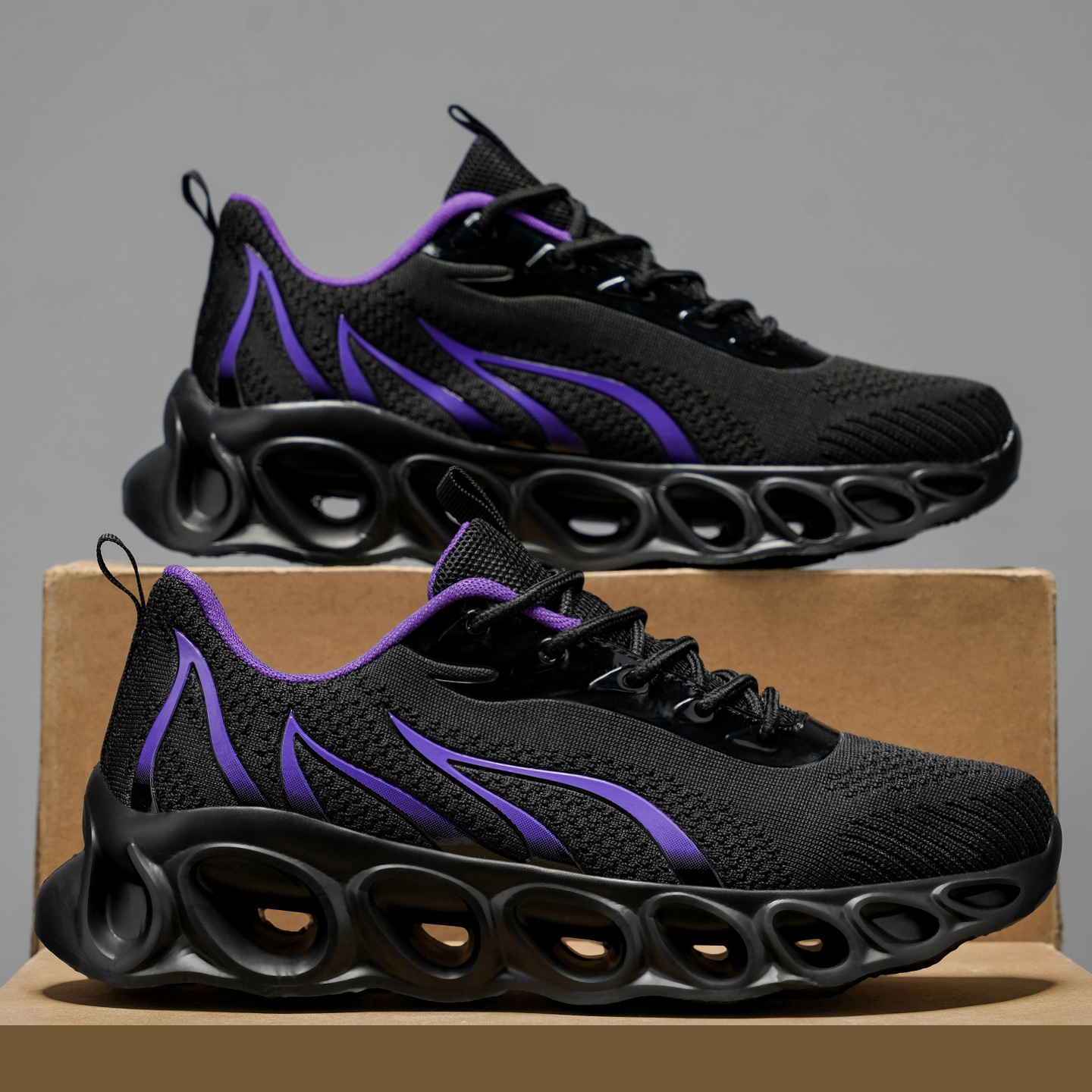 Softsfeel® Men's Relieve Foot Pain Perfect Walking Shoes - Black Purple