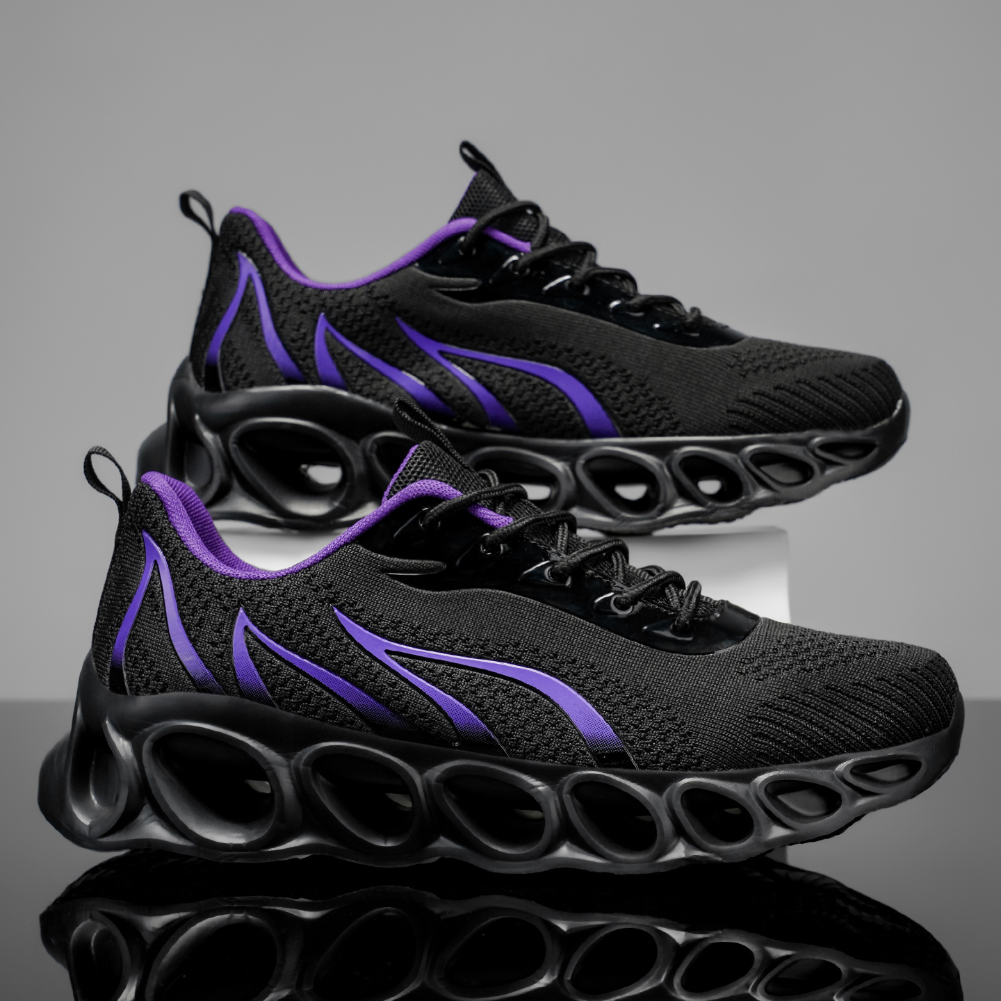 Softsfeel® Men's Relieve Foot Pain Perfect Walking Shoes - Black Purple