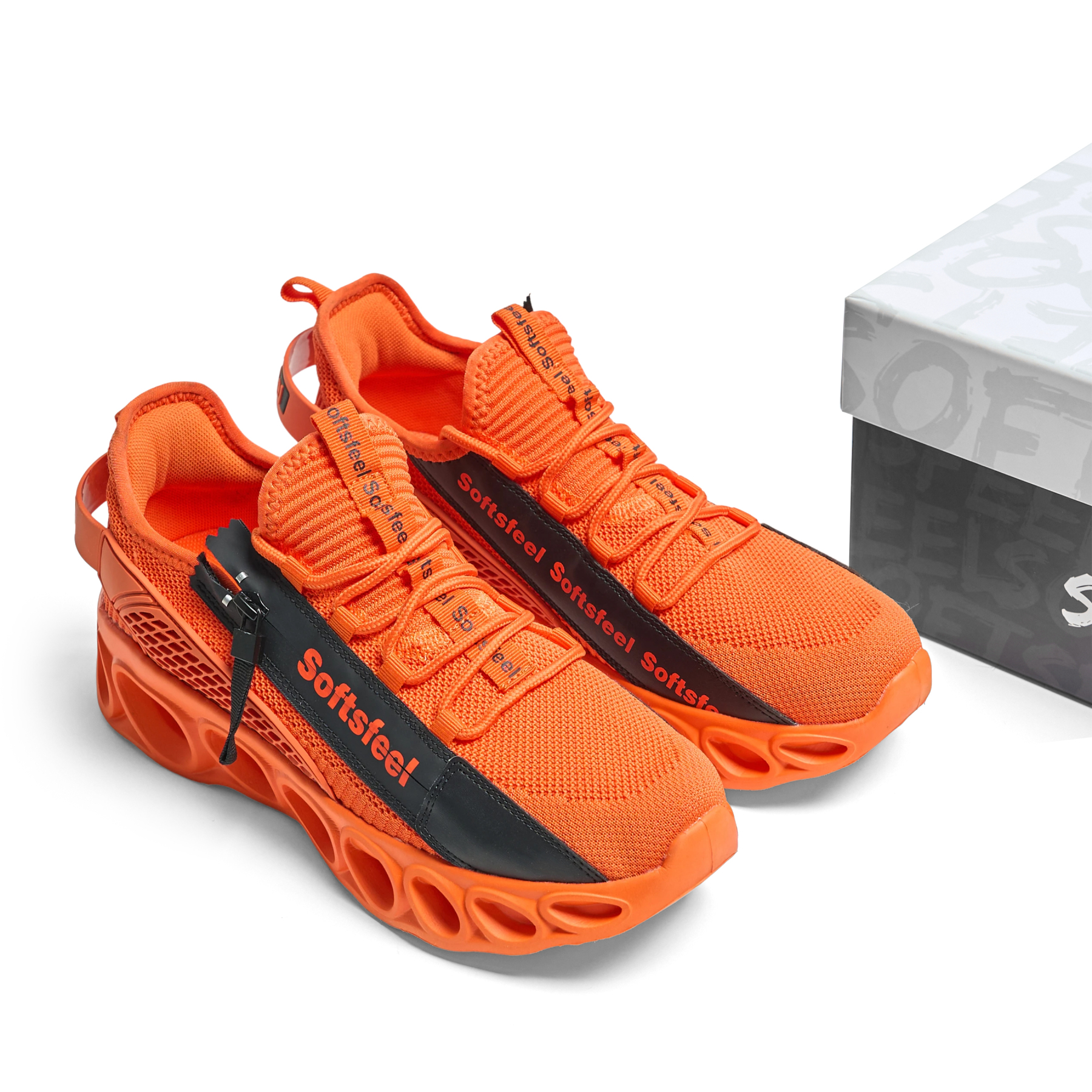 Softsfeel® Men's Side-Zip ComfortFit Walking Shoes - Orange