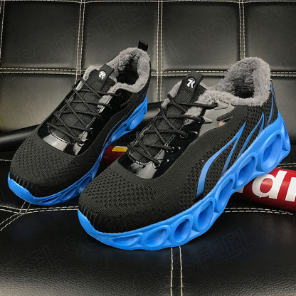 Softsfeel Men's Relieve Foot Pain Perfect Walking Shoes - Black Blue-SOFTSFEEL