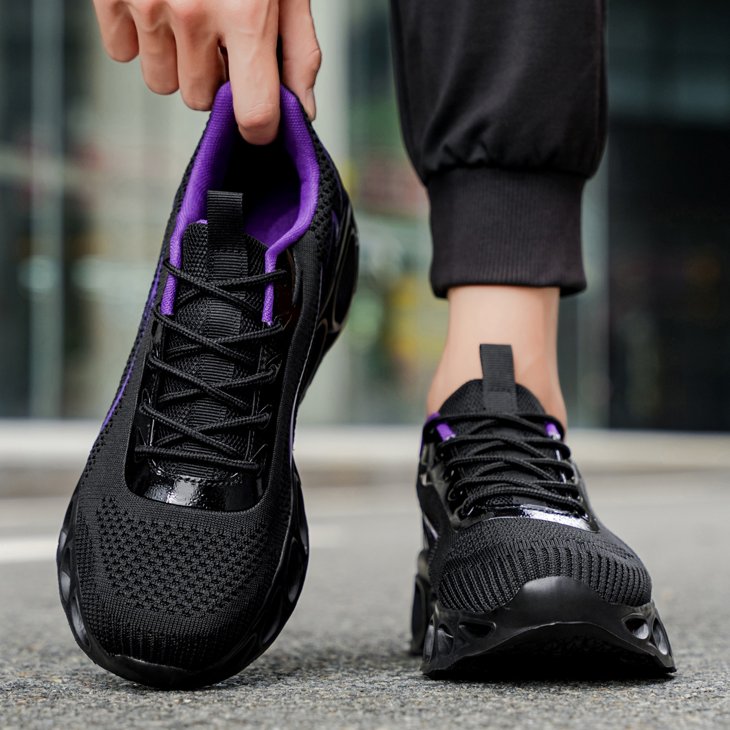 Softsfeel® Men's Relieve Foot Pain Perfect Walking Shoes - Black Purple