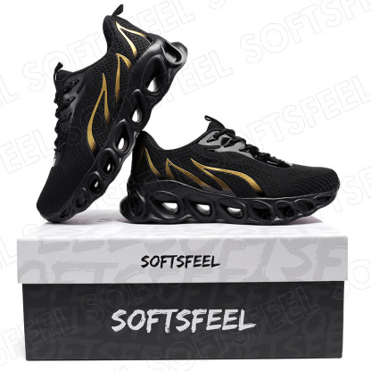 Softsfeel Women's Relieve Foot Pain Perfect Walking Shoes - Black Gold-SOFTSFEEL