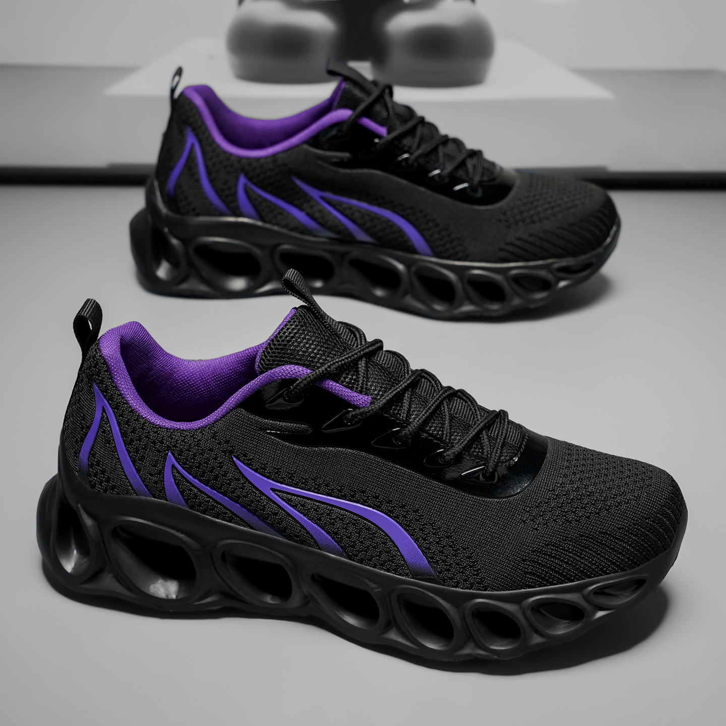 Softsfeel® Men's Relieve Foot Pain Perfect Walking Shoes - Black Purple