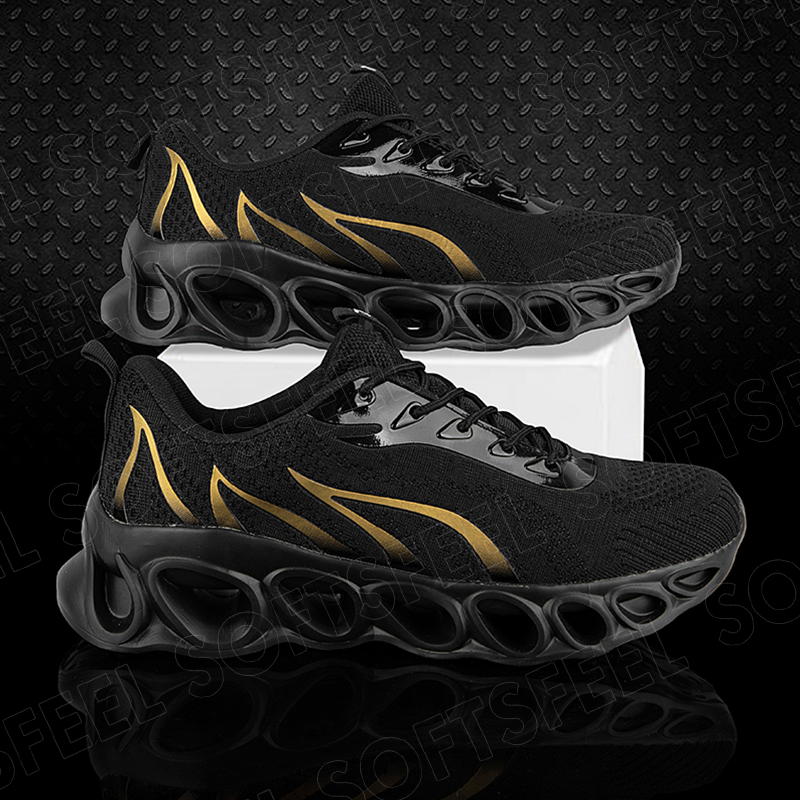 Softsfeel Women's Relieve Foot Pain Perfect Walking Shoes - Black Gold-SOFTSFEEL