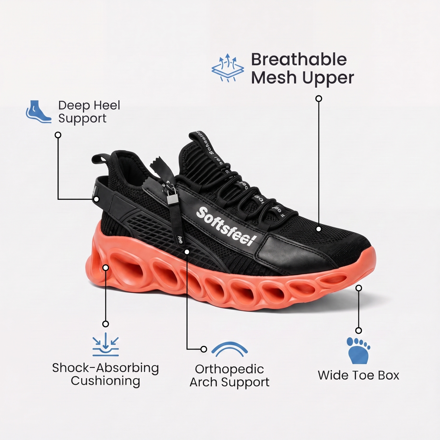 Men's Cloud Wanderer V7 - Black Orange