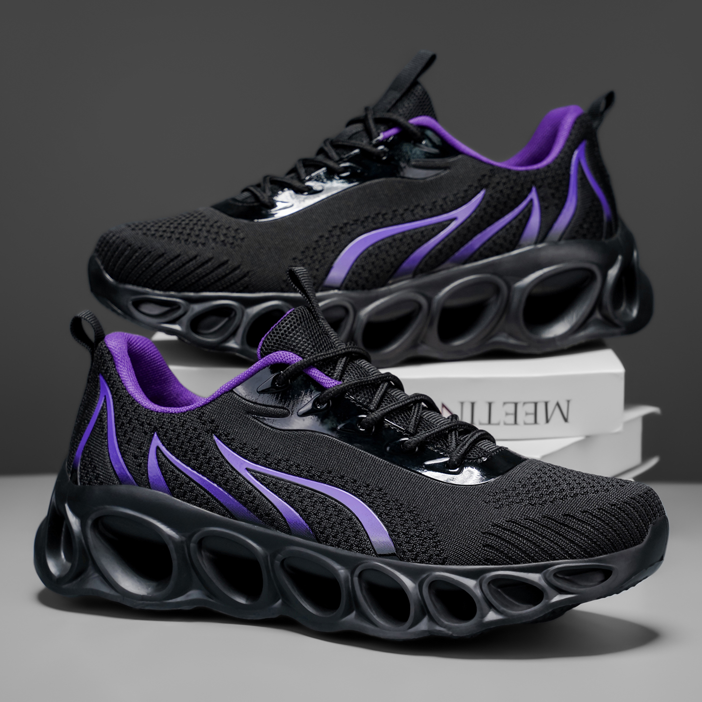 Softsfeel® Men's Relieve Foot Pain Perfect Walking Shoes - Black Purple