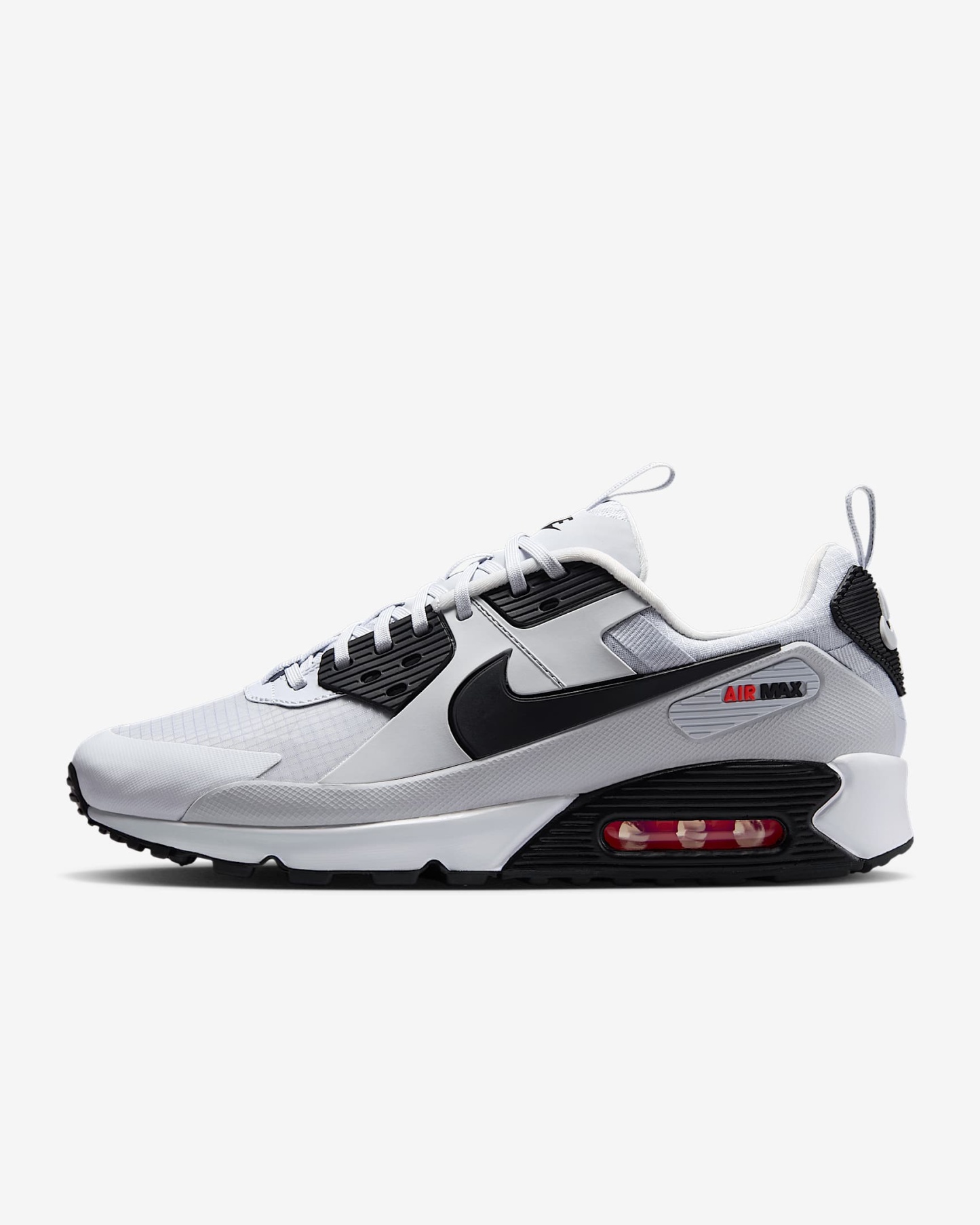 Nike Air Max 90 Drift Schuh (Herren) – Pure Platinum/Bright Crimson/Schwarz