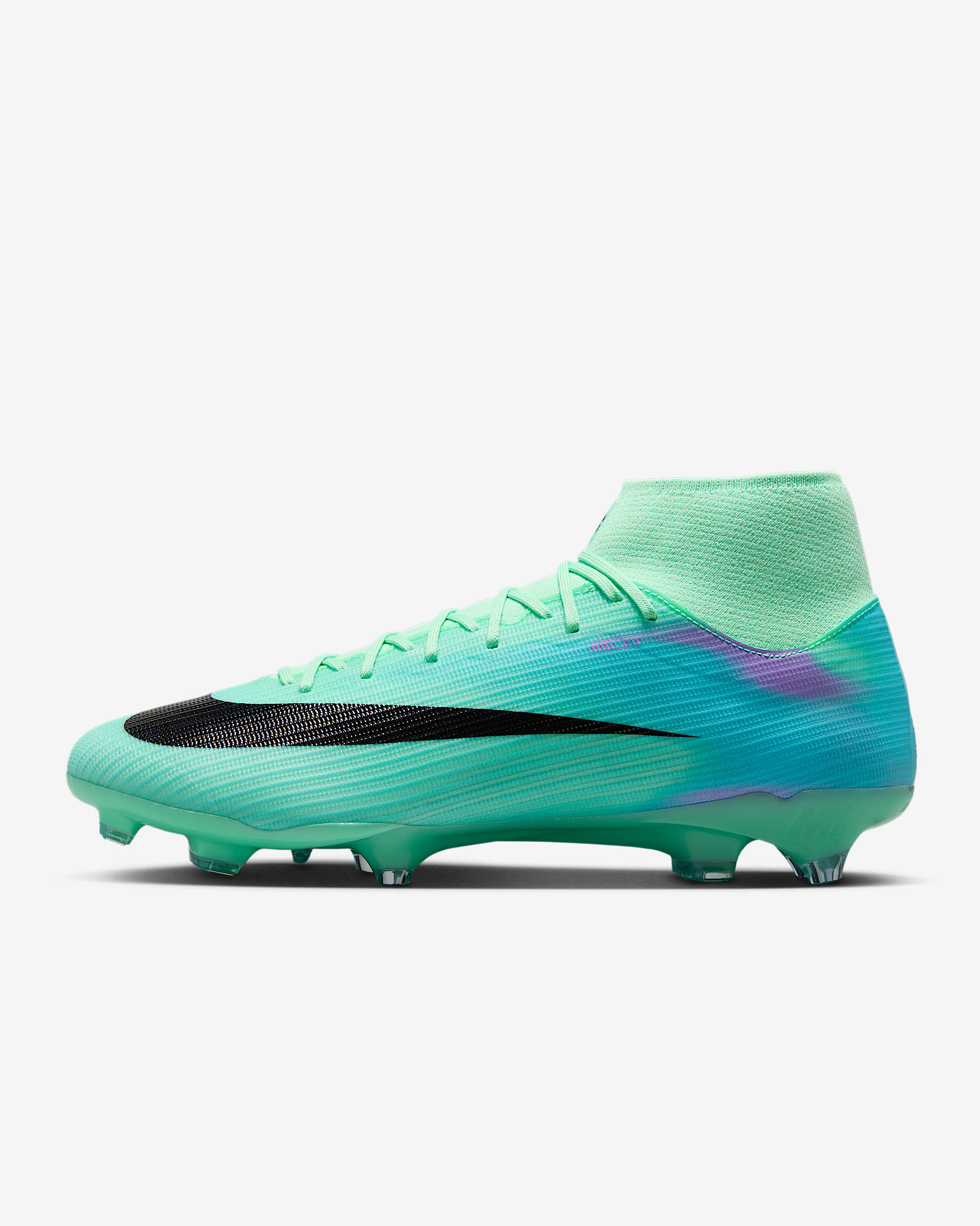 Nike Mercurial Superfly 11 Academy „Sam Kerr“ High-Top-Fußballschuh für verschiedene Böden – Green Glow/Fuchsia Dream/Lagoon Pulse/Schwarz