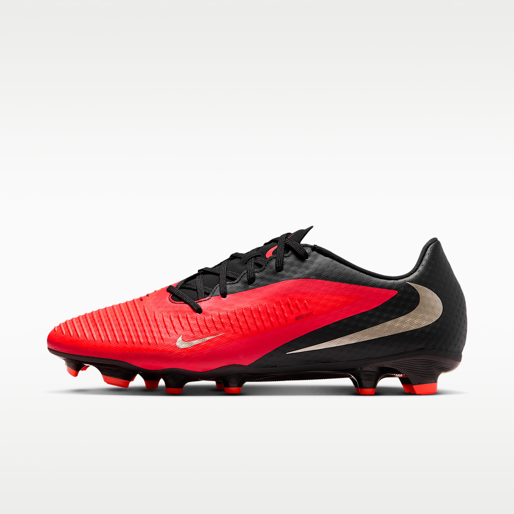 Nike Phantom 6 Low Academy Fußballschuh für verschiedene Böden – Bright Crimson/Schwarz/Blur