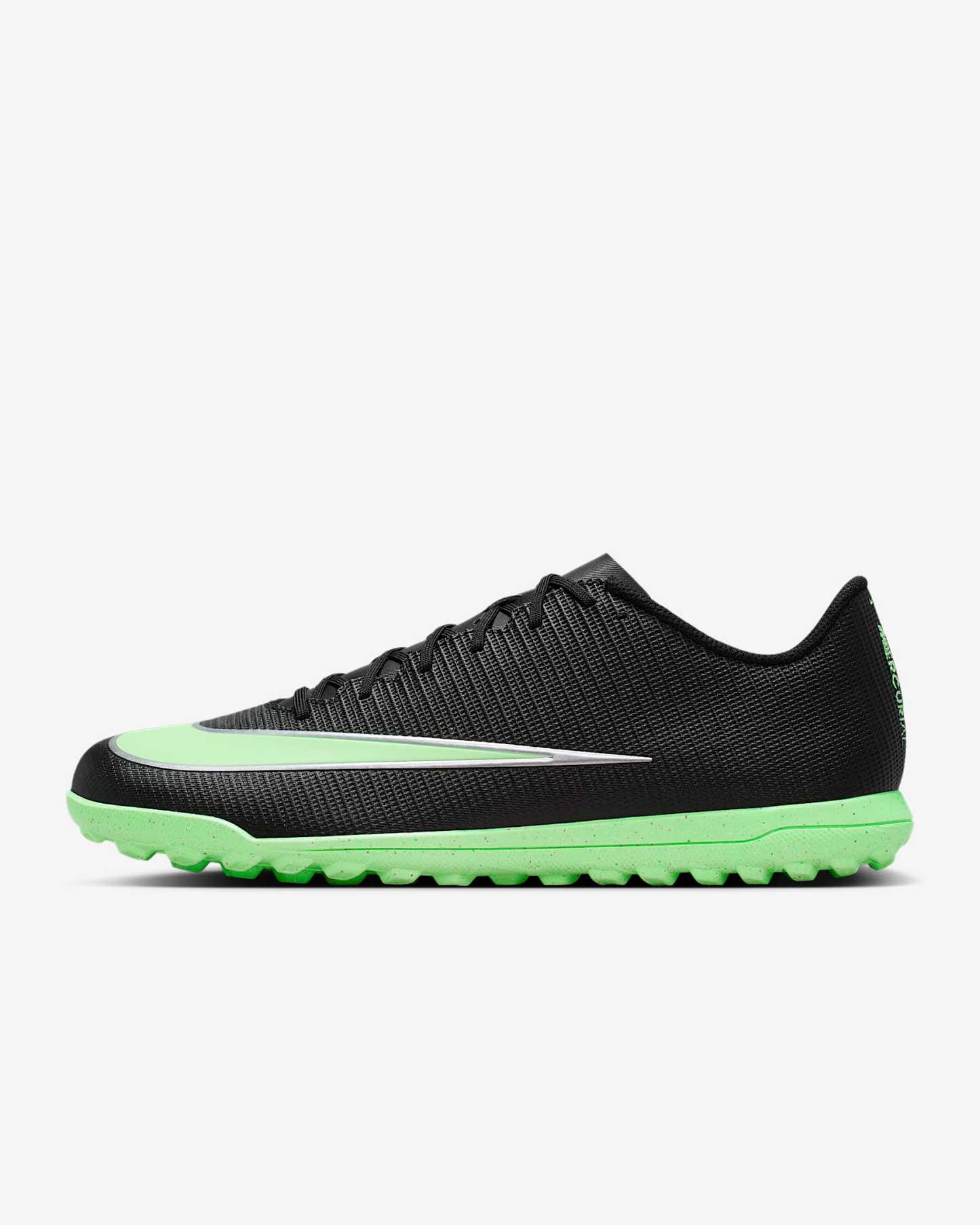 Nike Mercurial Vapor 17 Club Low-Top-Fußballschuh für Turf – Schwarz/Schwarz/Illusion Green