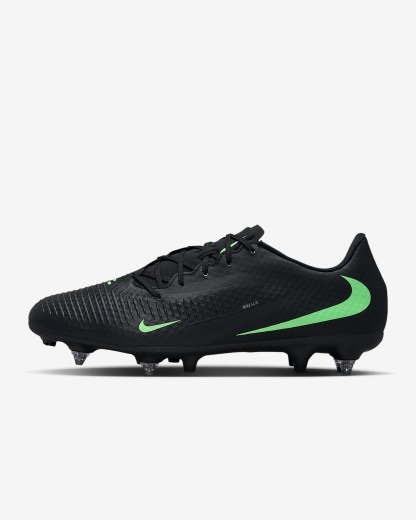 Nike Phantom 6 Low Academy Fußballschuh für weichen Rasen – Schwarz/Schwarz/Illusion Green
