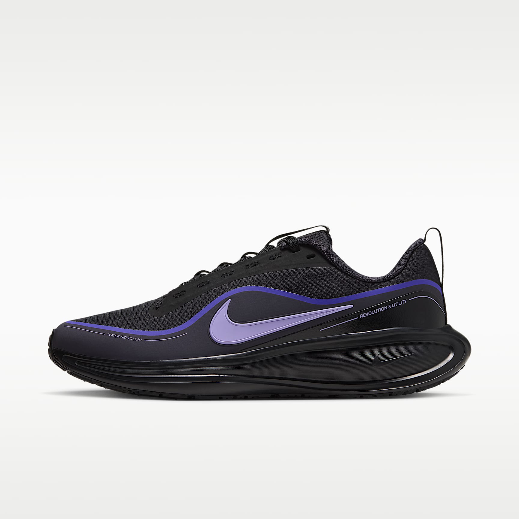 Nike Revolution 8 Utility Straßenlaufschuh (Damen) – Schwarz/Persian Violet/Gridiron/Purple Pulse