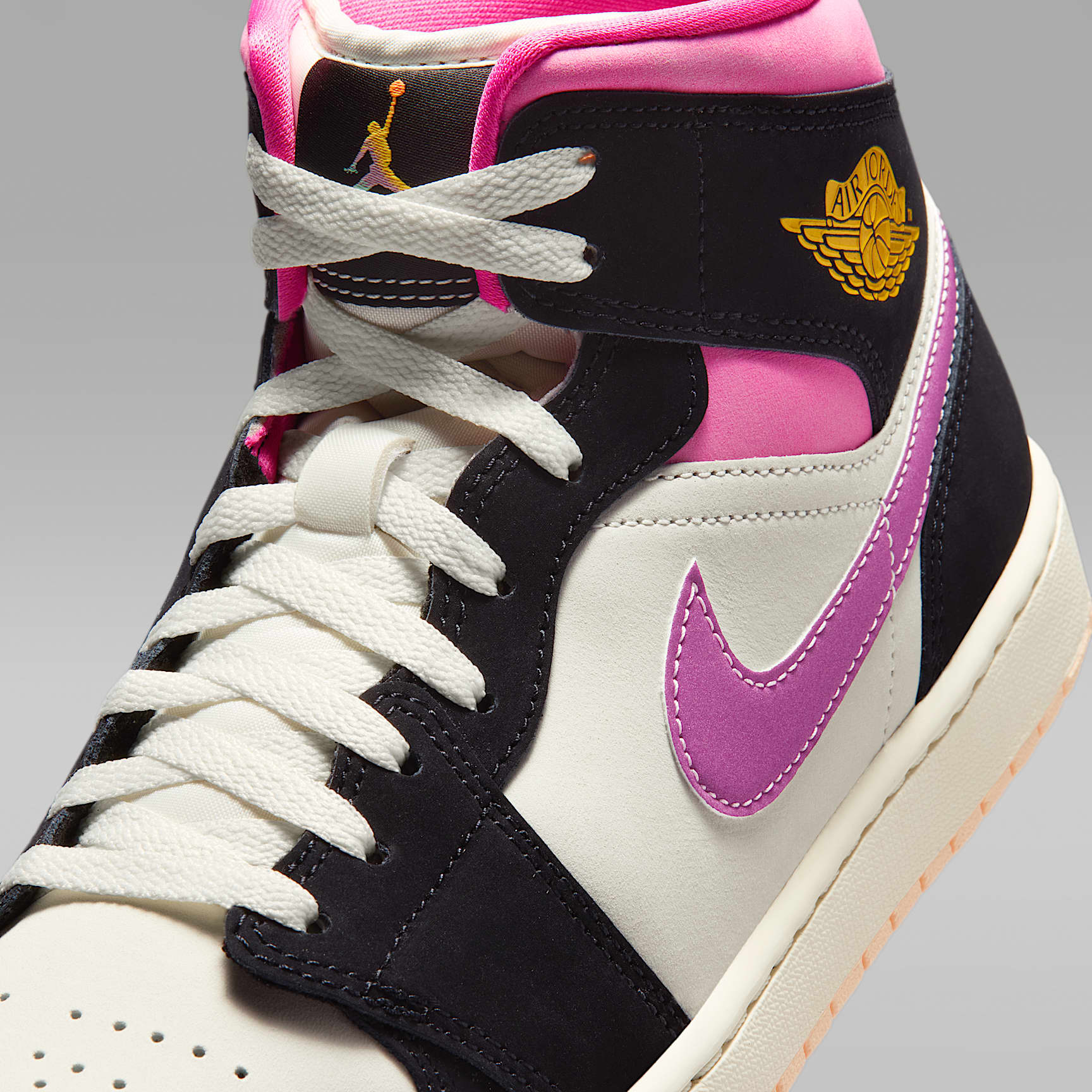 Air Jordan 1 Mid SE Schuh (Herren) – Schwarz/Sail/Pinksicle/University Gold