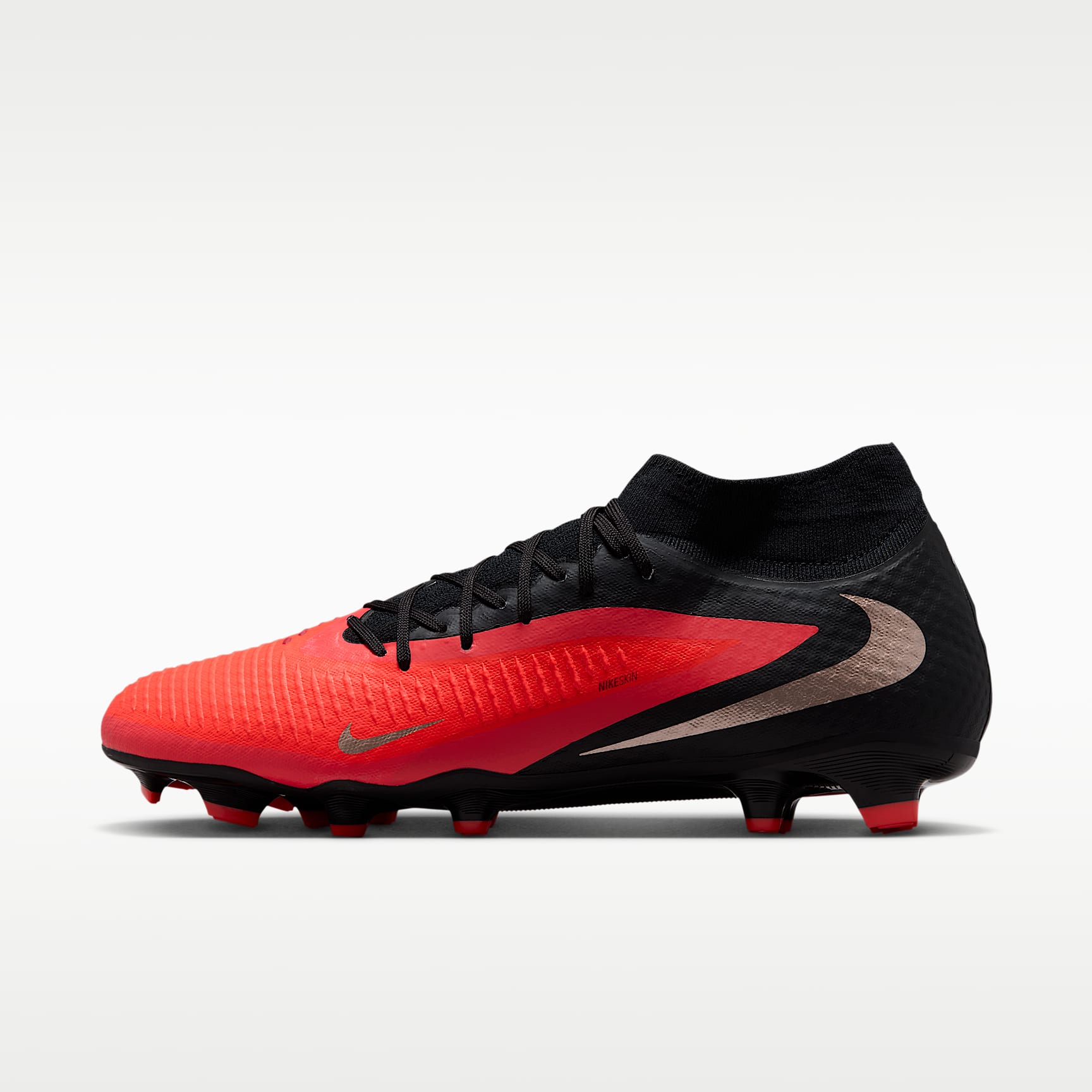 Nike Phantom 6 High Academy Fußballschuh für verschiedene Böden – Bright Crimson/Schwarz/Blur
