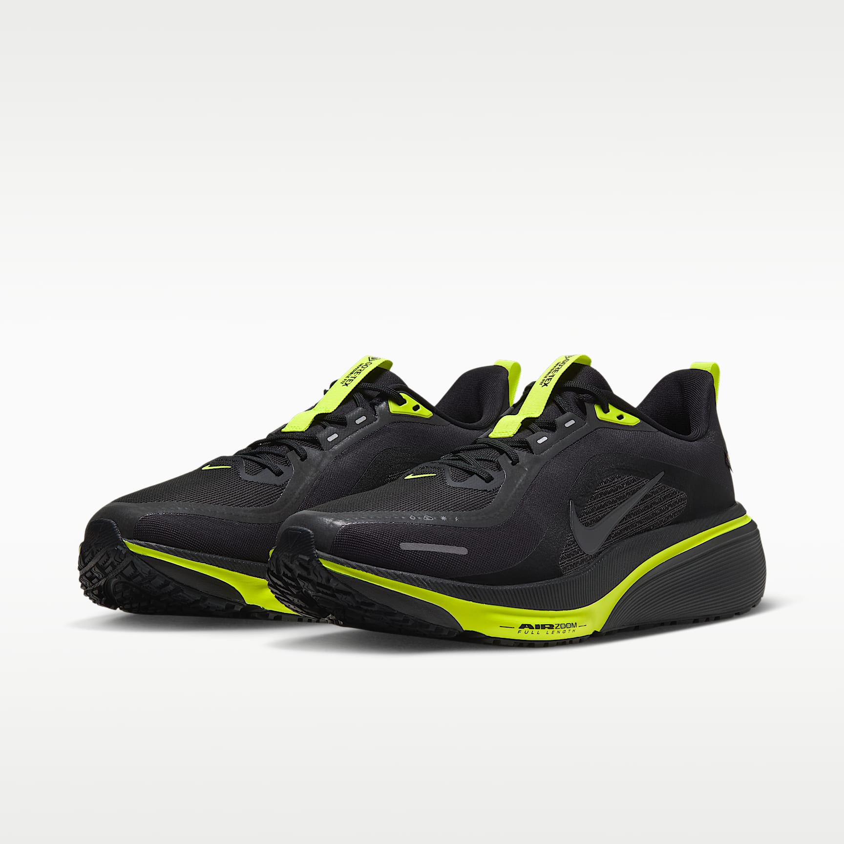 Nike Pegasus 42 GORE-TEX wasserdichter Straßenlaufschuh (Herren) – Schwarz/Lemon Venom/Metallic Dark Grey