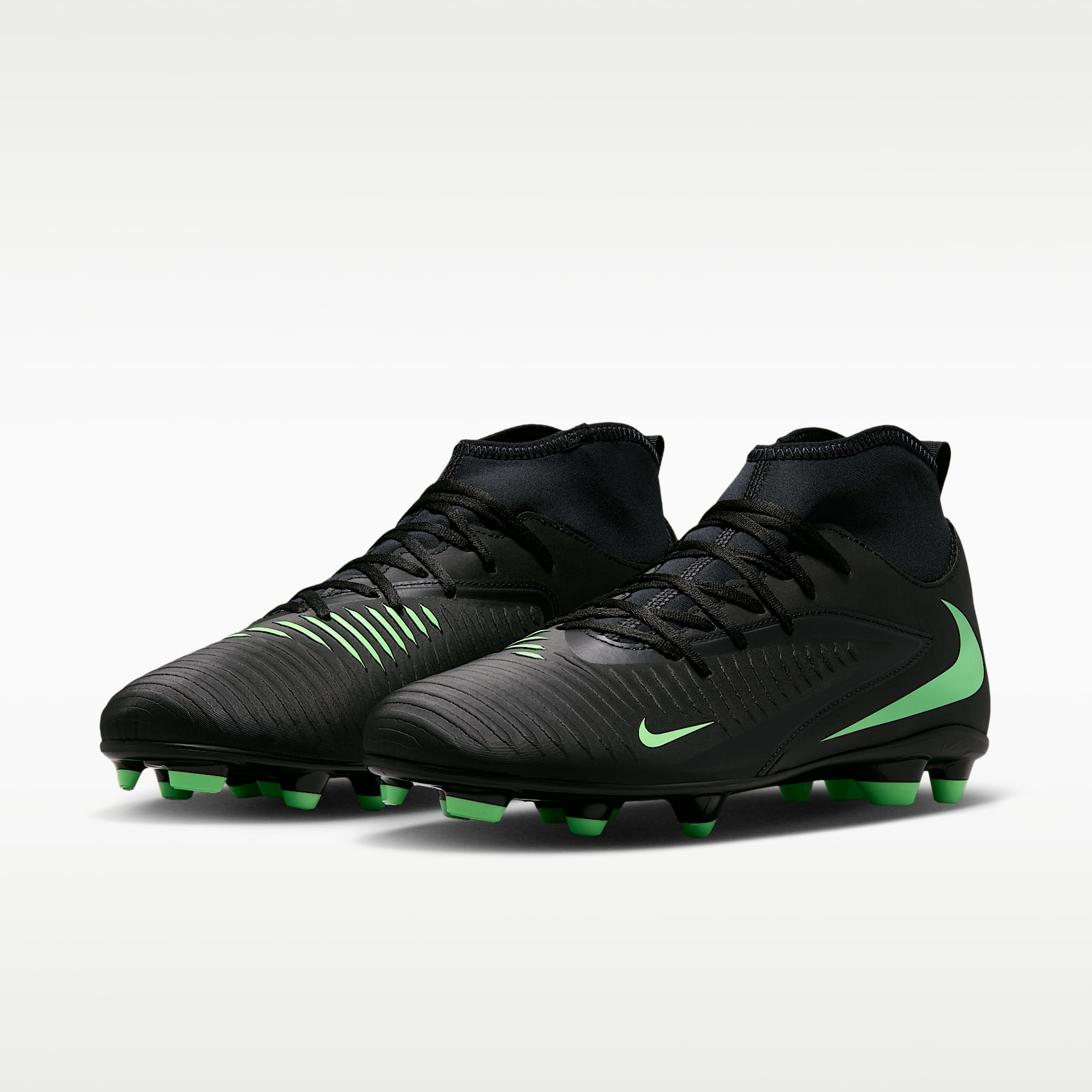 Nike Phantom 6 High Club Fußballschuh für verschiedene Böden – Schwarz/Schwarz/Illusion Green