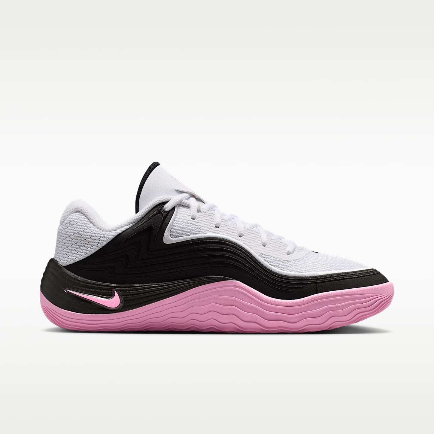 Nike Precision 8 Low Basketballschuh (Herren) – Weiß/Schwarz/Pink Rise/Pink Rise