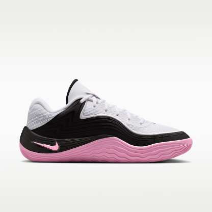 Nike Precision 8 Low Basketballschuh (Herren) – Weiß/Schwarz/Pink Rise/Pink Rise