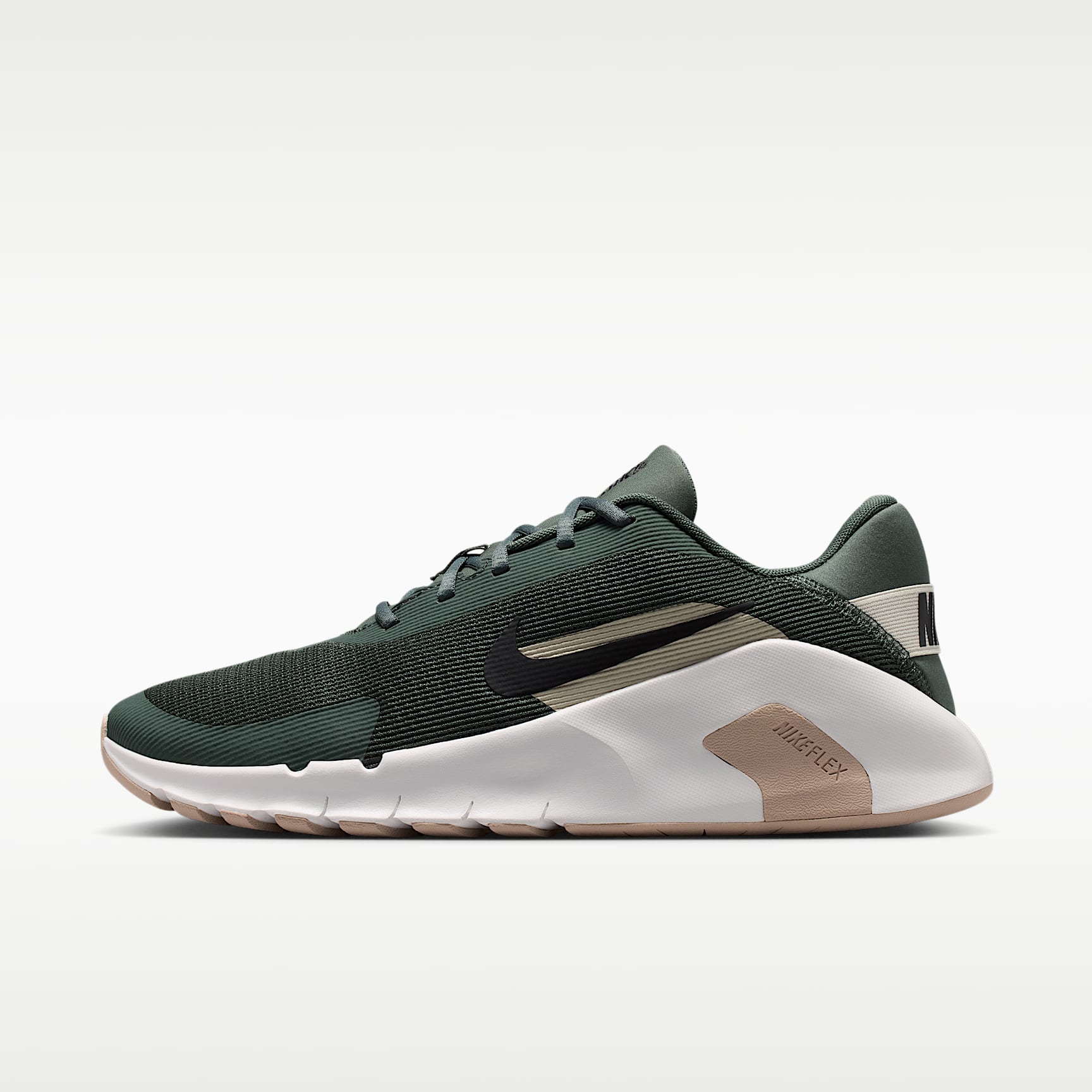 Nike Flex Train Workout-Schuh (Herren) – Camo Green/Summit White/Cream II/Schwarz
