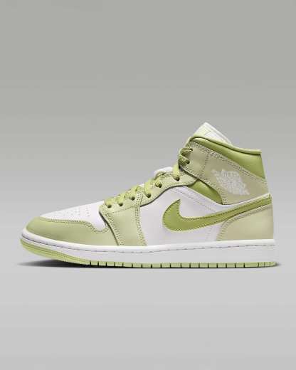 Air Jordan 1 Mid Schuh (Damen) – Olive Aura/Lawn/Coconut Milk/Sail