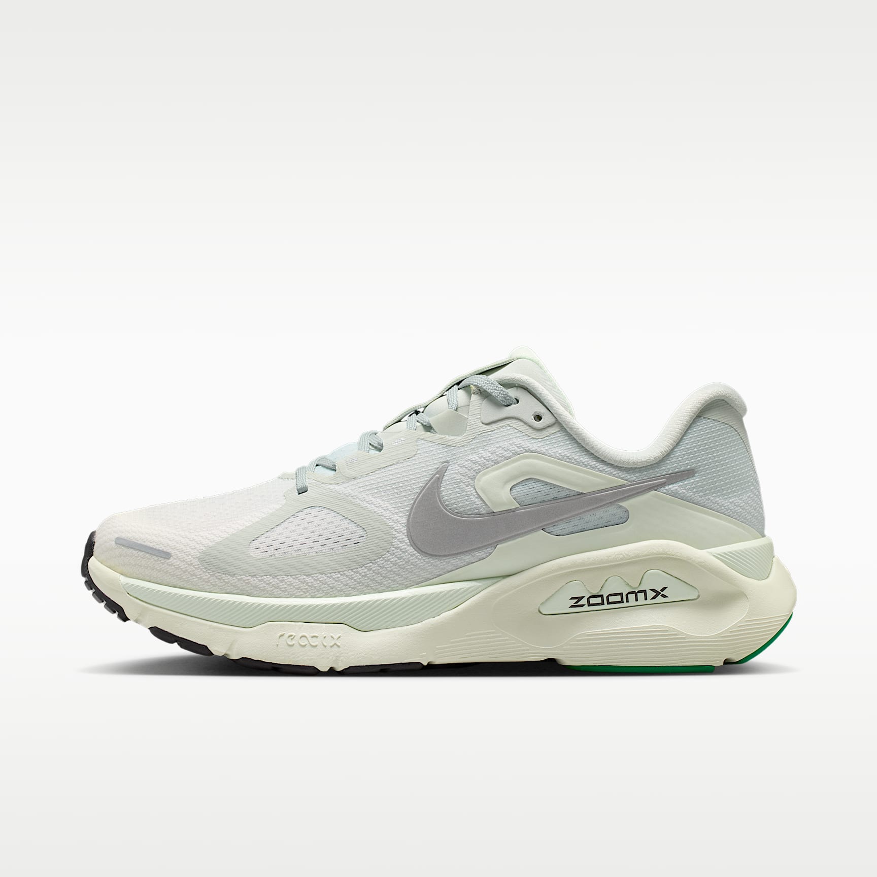 Nike Structure Plus Straßenlaufschuh (Damen) – Light Silver/Coconut Milk/Barely Green/Metallic Silver