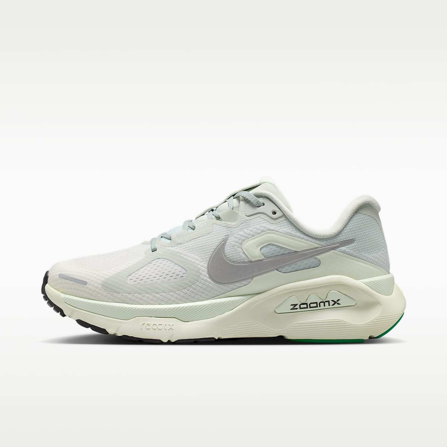 Nike Structure Plus Straßenlaufschuh (Damen) – Light Silver/Coconut Milk/Barely Green/Metallic Silver