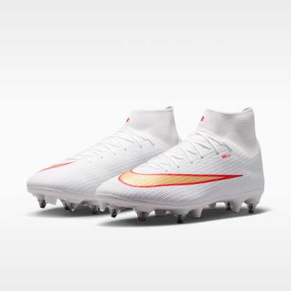 Nike Mercurial Superfly 11 Academy High-Top-Fußballschuh für weichen Rasen – Weiß/Bright Crimson/Blur